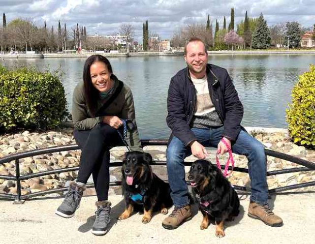 Alkka, Chris, Sonny & Arabella enjoying a walk in a lovely park near Madrid on their way from Buckingham, UK to live in Frigiliana in Málaga, S.Spain.